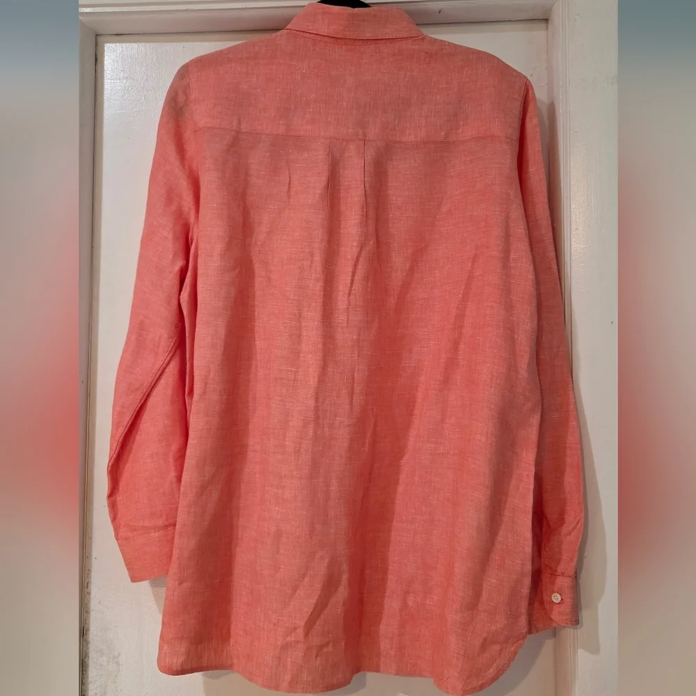 Women's J. McLaughlin Coral Rose Britt Linen Blouse, Size L - Picture 10 of 14